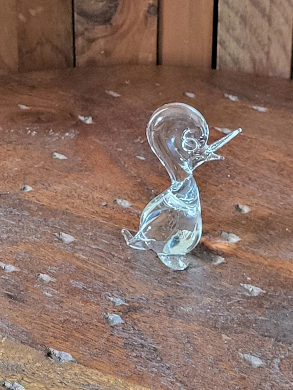 Clear Handblown Glass Duck Figurine